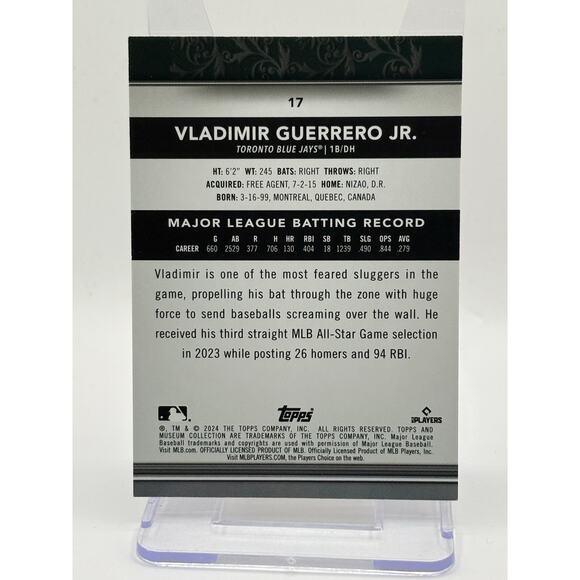 2024 Topps Museum Collection Vladimir Guerrero Jr Gold Foil 134/199 SP Blue Jays - Picture 2 of 2